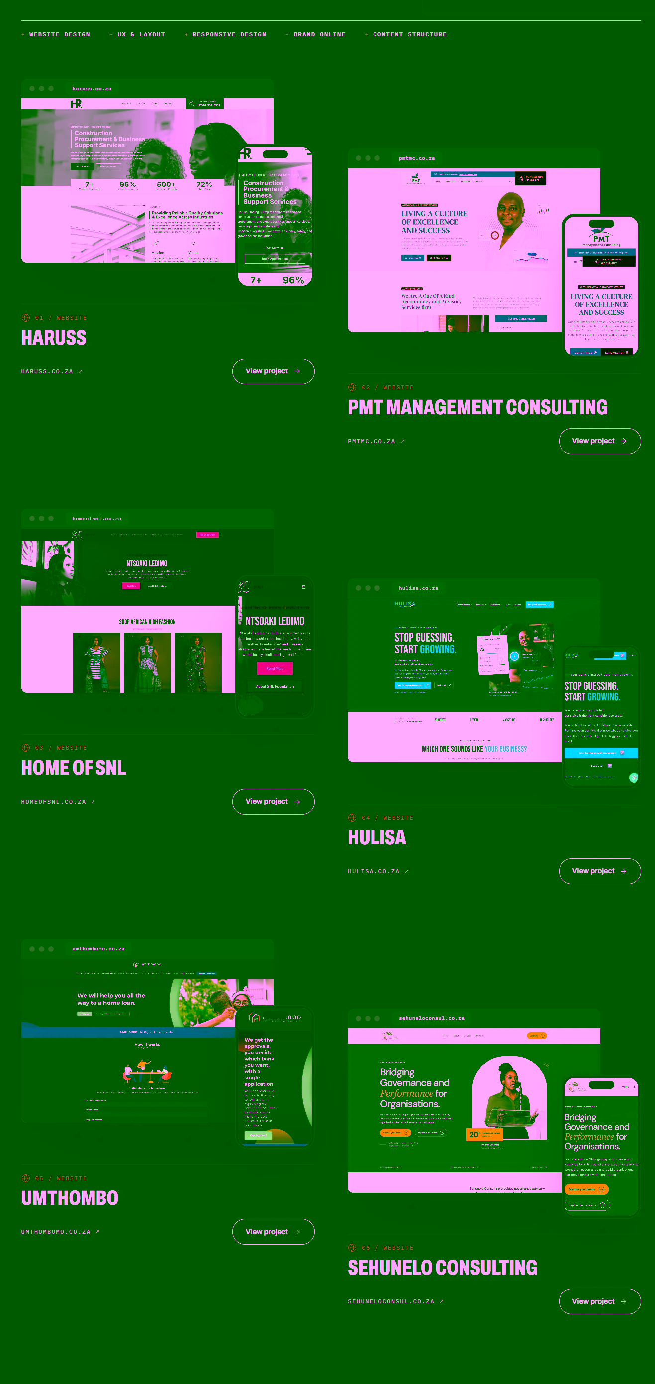 Kay Monareng portfolio, website design section