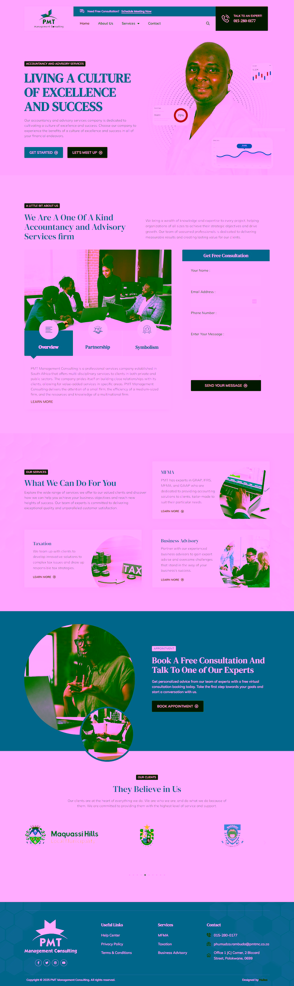 PMT Management Consulting: Complete homepage journey